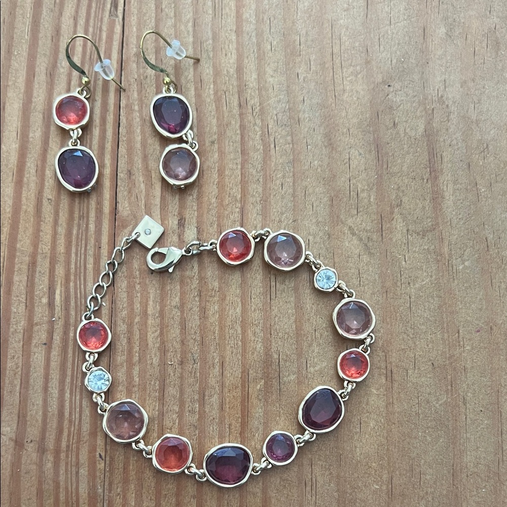 Elegant Multi-Color Bracelet and Earring Set